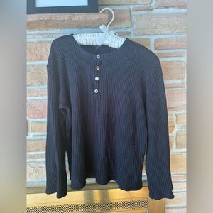 Bleusalt waffle Henley black size 2 medium